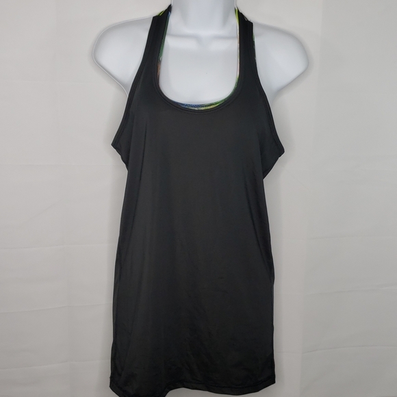 Lucy Tops - Black Multi Push Your Limits Singlet Tank